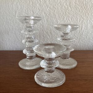Iittala Festivo 1 2 & 3 Ring Candlestick Set of 3 with Finland Stickers